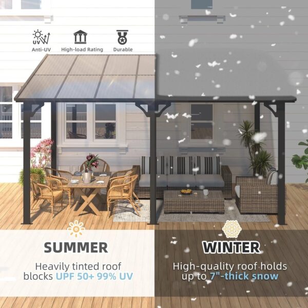 Aecojoy 10 ft. x 14 ft. Dark Gray Aluminum Patio Cover