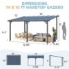 Aecojoy 10 ft. x 14 ft. Dark Gray Aluminum Patio Cover