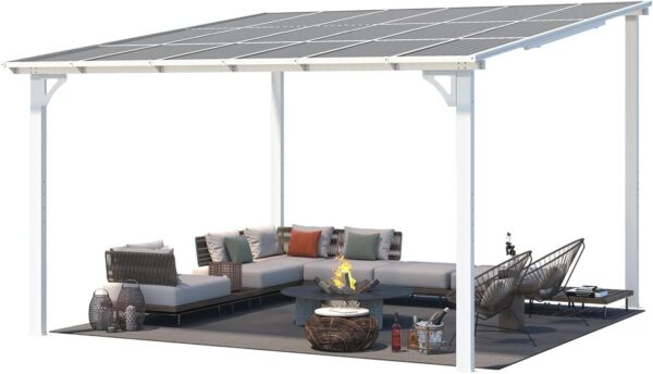 Aecojoy 12 ft x 12 ft White Aluminum Pergola with Canopy