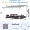 Aecojoy 12 ft x 12 ft White Aluminum Pergola with Canopy