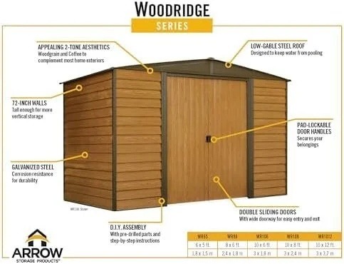 arrow-wr1012-woodridge-eg-steel-storage-shed-10-by-12-feet-1780601517786-4 Arrow WR1012 Woodridge EG Steel Storage Shed, 10 by 12-Feet