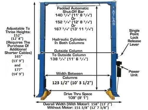 Atlas 15,000 lb Overhead 2-Post Lift