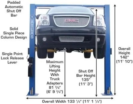 atlas-automotive-equipment-9ohsc-ss-2-post-vehicle-overhead-lift-11-9-1780601627830-8 ATLAS Automotive Equipment 9OHSC-SS 2-Post Vehicle Overhead Lift, 11’9” Minimum Ceiling Height, 9,000lb Capacity, Clear Floor, 11’10” Height, 3-Stage Front and 2-Stage Rear Arms, for DIY/Hobbyists