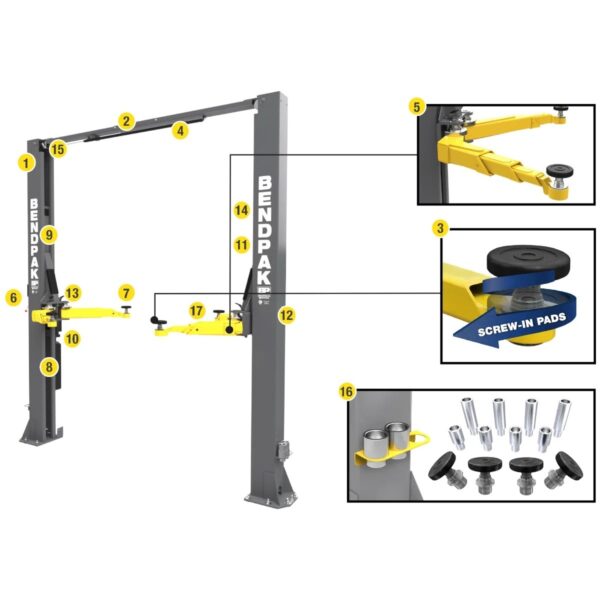 bendpak-10ap-168-two-post-car-lift-10-000-lb-capacity-168-extende-1780602546947-9 BendPak 10AP-168 Two Post Car Lift – 10,000-Lb Capacity – 168″ Extended Height