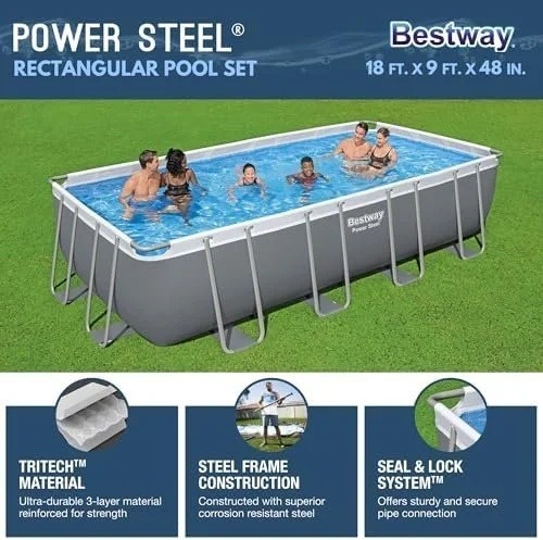 bestway-power-steel-18-x-9-x-48-rectangular-metal-frame-above-groun-1780602950270-2 Bestway Power Steel 18′ x 9′ x 48″ Rectangular Metal Frame Above Ground Outdoor Swimming Pool Set with 1,500 GPH Filter Pump, Ladder, and Pool Cover
