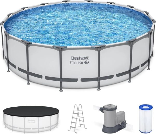 bestway-steel-pro-max-16-foot-x-48-inch-round-metal-frame-above-ground-1780603045062-1 Bestway Steel Pro MAX 16 Foot x 48 Inch Round Metal Frame Above Ground Outdoor Swimming Pool Set
