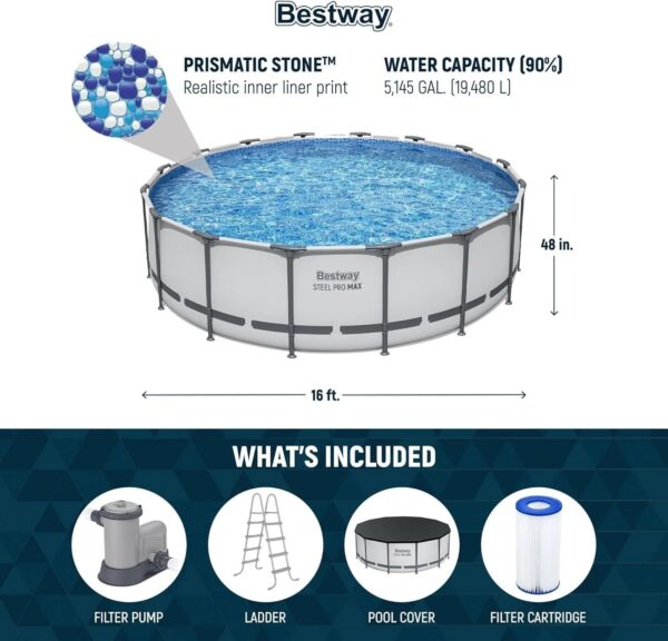 bestway-steel-pro-max-16-foot-x-48-inch-round-metal-frame-above-ground-1780603045064-4 Bestway Steel Pro MAX 16 Foot x 48 Inch Round Metal Frame Above Ground Outdoor Swimming Pool Set