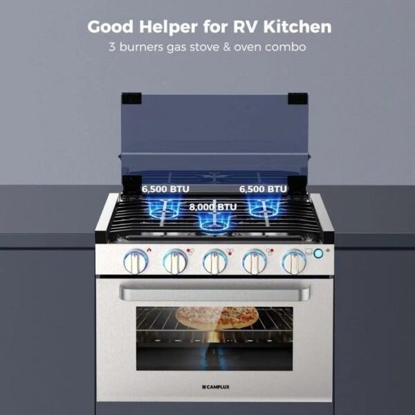 Camplux 17″ RV Oven with 3 Burners Cooktop
