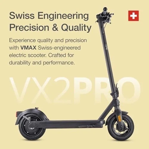 Electric Scooter – VX2 PRO Swiss Engineered Electric Scooters for Adults – 1300W Peak Power 22, 28, 37-Mile Ranges, IPX6 Water Resistant Fast Electric Scooter – 24 Months Support
