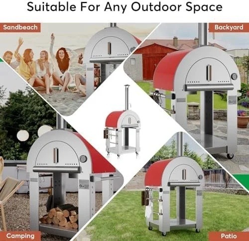 empava-pizza-oven-with-open-shelf-and-wheels-for-outdoor-kitchen-wood-1780606602764-6 Empava Pizza Oven with Open Shelf and Wheels for Outdoor Kitchen, Wood Fire for Grill & Camping Backyard Party in Stainless Steel, 38.6 Inch, Italian Red