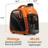 Generac 8251 GP2500i 2,500-Watt Gas Powered Portable Inverter Generator – Compact and Lightweight Design – Produces Clean, Stable Power – COsense Technology – CARB Compliant – Orange/Black