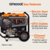 Generac GP8000E 10000 / 8000-Watt Portable Generator