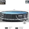 Intex Ultra XTR Frame 14′ x 42″ Round Above Ground Outdoor Swimming Pool Set with Sand Filter Pump, Ladder, Ground Cloth, and Pool Cover
