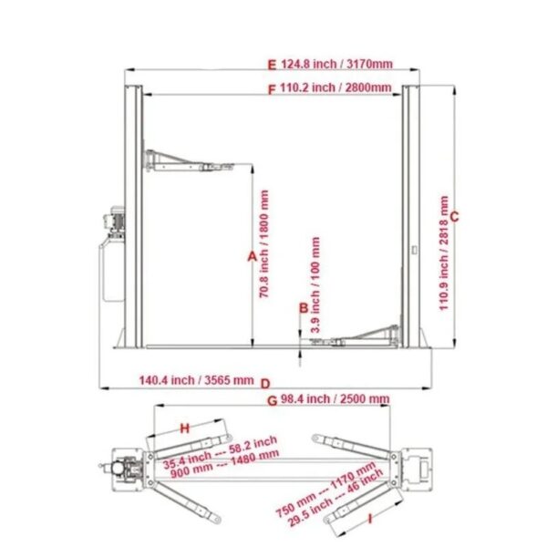 KATOOL KT-H105 Two Post Vehicle Lift 10,000 lbs Capacity