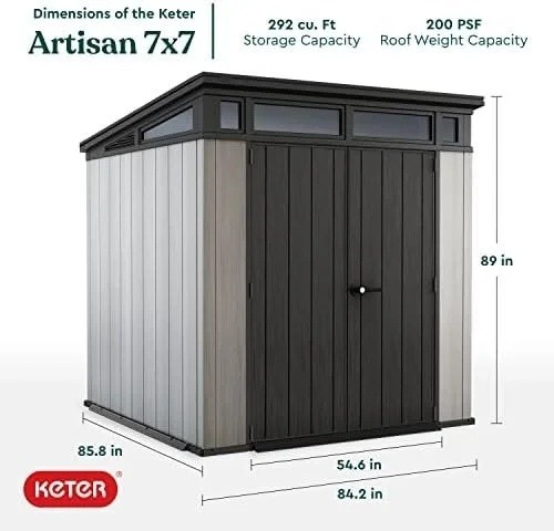 keter-outdoor-storage-shed-for-house-patio-yard-plastic-resin-artisa-1780611410529-9 Keter Outdoor Storage Shed, for House, Patio & Yard, Plastic Resin, Artisan, 7×7 Ft, Gray