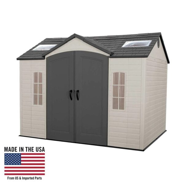 lifetime-lockable-polyethylene-outdoor-storage-shed-10-x-8-tan-bro-1780612490684-8 Lifetime Lockable Polyethylene Outdoor Storage Shed, 10′ x 8′, Tan & Brown (60005)