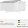 Outsunny 11′ x 13′ Outdoor Storage Shed, Garden Tool Metal Shed with Foundation Kit, Double Lockable Door, Air Vents and Sloping Roof, for Backyard, Patio, Lawn, Light Gray