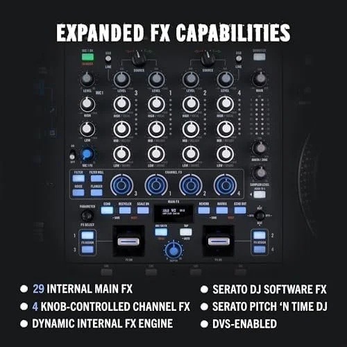 Rane PERFORMER 4-Channel Motorized DJ Controller, 7″ Platters with Displays, Precision Feel Faders, Stem Split, Advanced FX, Serato DJ Pro Included