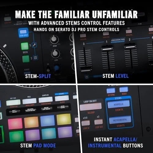 Rane PERFORMER 4-Channel Motorized DJ Controller, 7″ Platters with Displays, Precision Feel Faders, Stem Split, Advanced FX, Serato DJ Pro Included