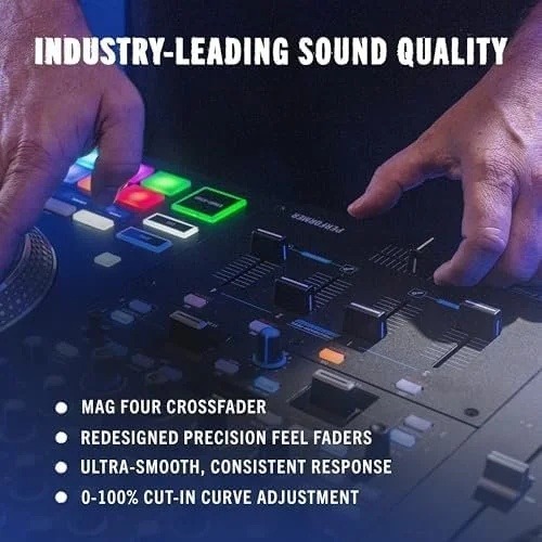 Rane PERFORMER 4-Channel Motorized DJ Controller, 7″ Platters with Displays, Precision Feel Faders, Stem Split, Advanced FX, Serato DJ Pro Included