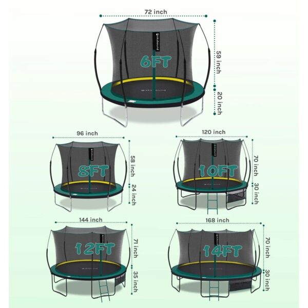 SkyBound 6ft outdoor Trampoline without springs, toddler springless trampoline with net for Kids and Adults, springless Trampoline with Enclosure for Backyard Indoor and Outdoor