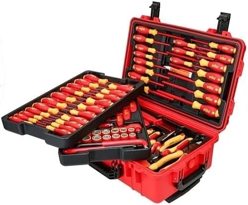 wiha-32800-insulated-tool-set-with-screwdrivers-nut-drivers-pliers-cut-1780621383816-5 Wiha 32800 Insulated Tool Set with Screwdrivers, Nut Drivers, Pliers, Cutters, Ruler, Knife and Sockets in Rolling Tool Case, 10,000 Volt Tested and 1000 Volt Rated, 80-Piece Set
