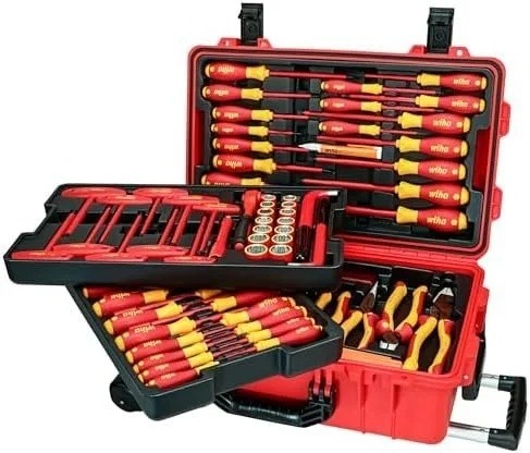 wiha-32800-insulated-tool-set-with-screwdrivers-nut-drivers-pliers-cut-1780621387323-7 Wiha 32800 Insulated Tool Set with Screwdrivers, Nut Drivers, Pliers, Cutters, Ruler, Knife and Sockets in Rolling Tool Case, 10,000 Volt Tested and 1000 Volt Rated, 80-Piece Set