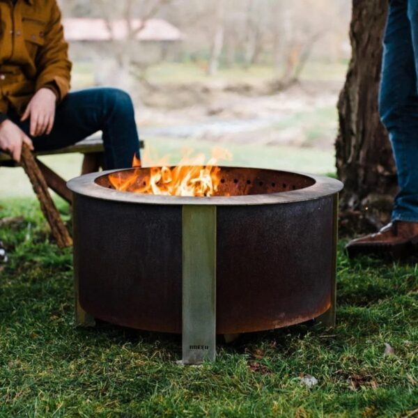 x-series-28-inch-round-corten-steel-wood-burning-fire-pit-in-stainless-1780621602112-2 X Series 28 Inch Round Corten Steel Wood-Burning Fire Pit in Stainless Steel by Breeo