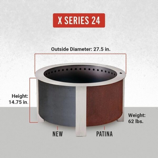 x-series-28-inch-round-corten-steel-wood-burning-fire-pit-in-stainless-1780621616341-7 X Series 28 Inch Round Corten Steel Wood-Burning Fire Pit in Stainless Steel by Breeo