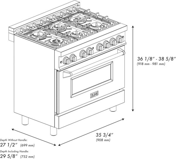 zline-36-in-4-6-cu-ft-legacy-dual-fuel-range-with-6-burner-gas-cooktop-1780622036735-7 ZLINE 36 in. 4.6 cu. ft. Legacy Dual Fuel Range with 6 Burner Gas Cooktop and Electric Convection Oven in Stainless Steel (RA36)