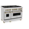 ZLINE Autograph Edition 48″ 6.0 cu. ft. Dual Fuel Range with Gas Stove and Electric Oven Stainless Steel Accents